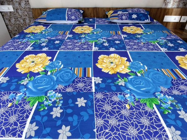 Doppelganger Homes Blue flowers Double Bed Sheet