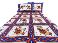 Blue Elephant Ethnic Cotton Single Bed Sheet
