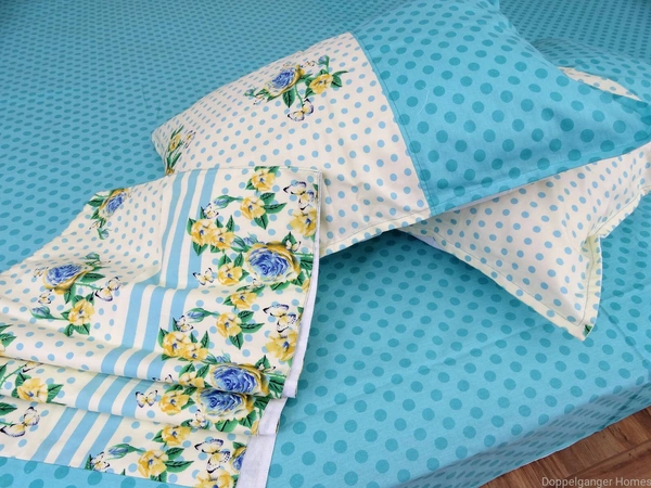Doppelganger Homes Polka Floral Designer Double Bed sheet set