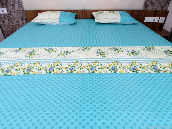 Doppelganger Homes Polka Floral Designer Double Bed sheet set