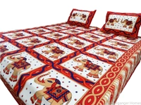 Red Elephant Ethnic Double Bed Sheet