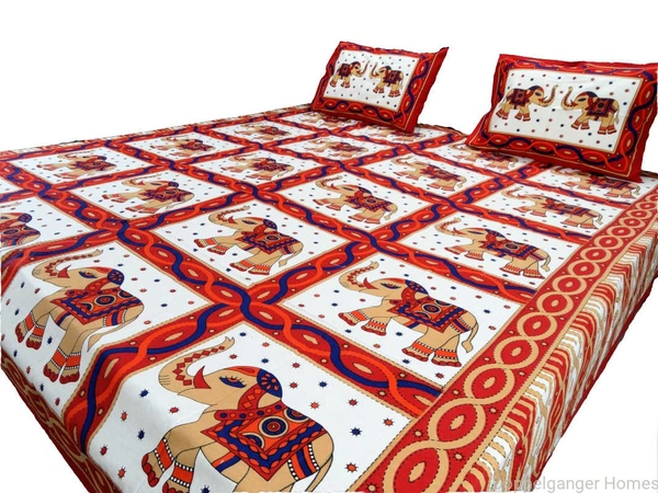 Red Elephant Ethnic Double Bed Sheet