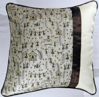 Doppelganger Homes Art Silk Warli Cushion Cover Set Of 2 PCS