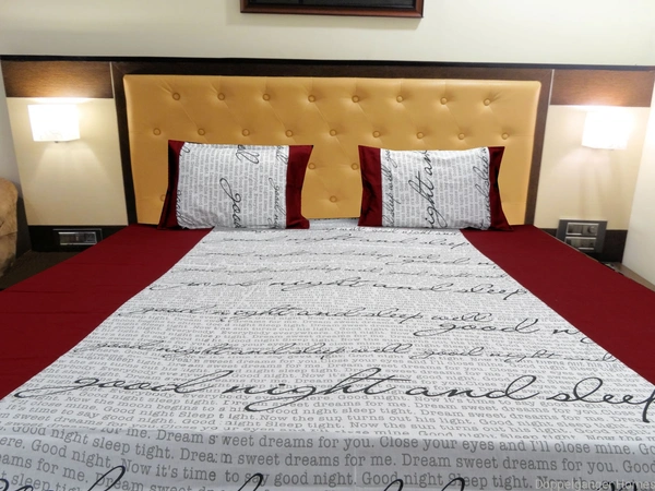 Doppelganger Homes Good Night Sleep Maroon Double Bed sheet