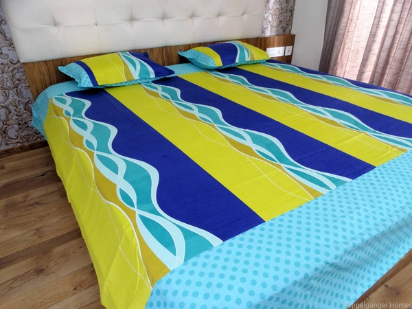 Doppelganger Homes Green waves Designer Double Bed Sheet