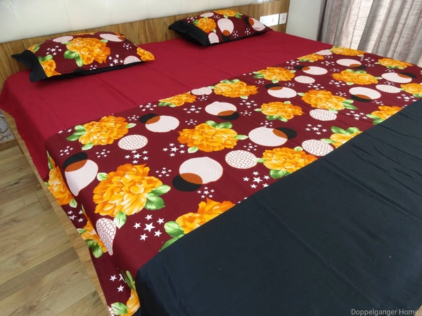 Doppelganger Homes Floral Circle Designer Double Bed Sheet