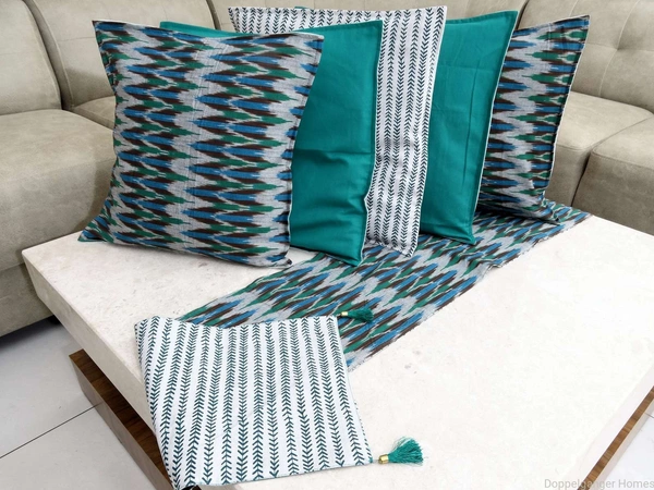 Doppelganger Homes 6 Pcs Designer Cushion cover and Runner Set