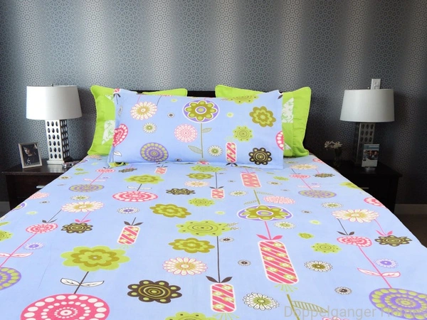 Doppelganger Homes Blue Blossom Single Bedsheet
