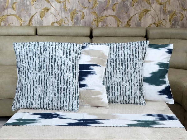 Doppelganger Homes 5 Pcs Designer Cushion cover and Runner Set