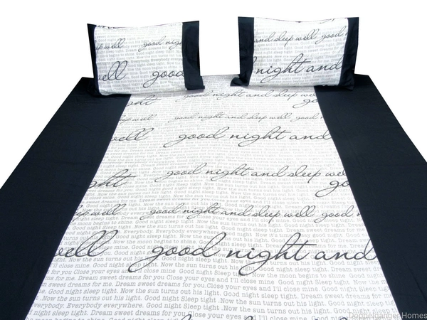 Doppelganger Homes Good Night Sleep Black Double Bed sheet