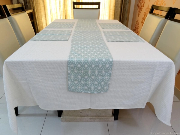 Doppelganger Homes Cotton Dining Table Cover, Runner & Placemat set (8PCS)-39