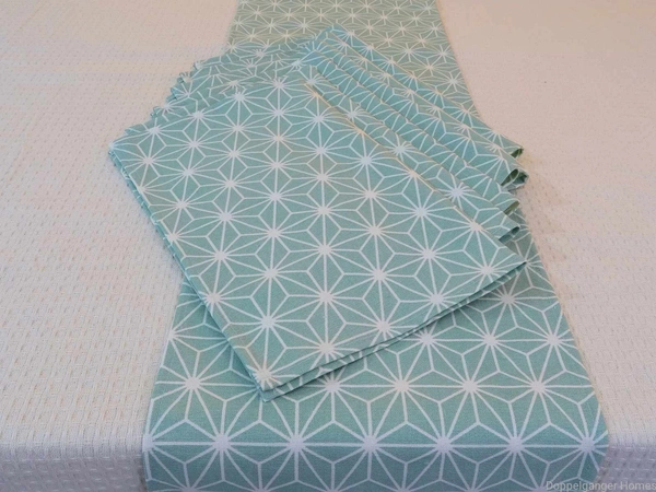 Doppelganger Homes Cotton Dining Table Cover, Runner & Placemat set (8PCS)-39
