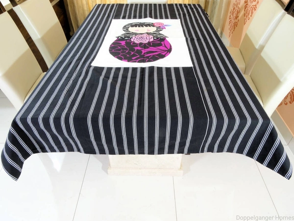 Doppelganger Homes 6 Seater Designer Japanese Doll Cotton Dining Table Cover-6
