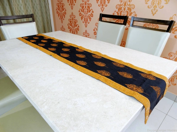 Doppelganger Homes "Leaves n Shimmer" Cotton Table Runner