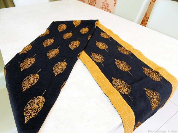 Doppelganger Homes "Leaves n Shimmer" Cotton Table Runner
