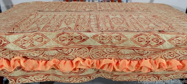 Doppelganger Homes 6 Seater Golden Copper Color Cotton Table Cover Set (7 PCS)