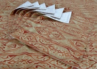 Doppelganger Homes 6 Seater Golden Copper Color Cotton Table Cover Set (7 PCS)