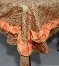 Doppelganger Homes 6 Seater Golden Copper Color Cotton Table Cover Set (7 PCS)