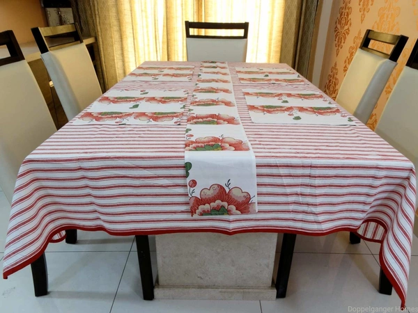 Doppelganger Homes Cotton Dining Table Cover, Runner & Placemat set (8PCS)-33