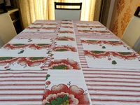 Doppelganger Homes Cotton Dining Table Cover, Runner & Placemat set (8PCS)-33
