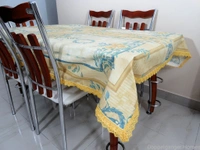 Doppelganger Homes Golden Yellow Floral Table Cover (Yellow Lace)