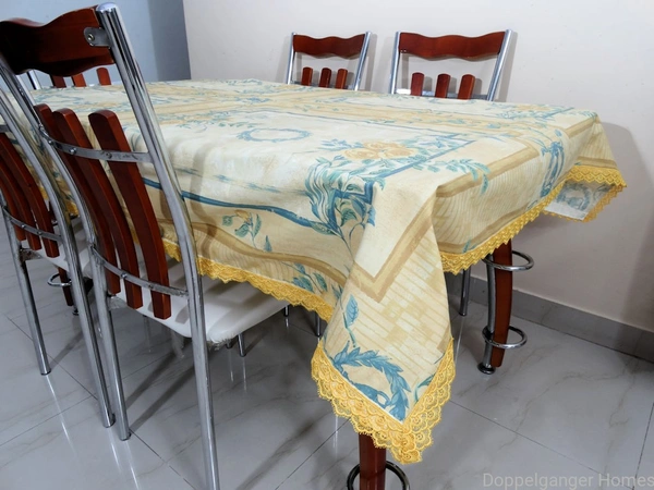 Doppelganger Homes Golden Yellow Floral Table Cover (Yellow Lace)