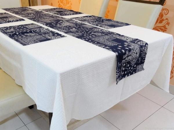 Doppelganger Homes Cotton Dining Table Cover, Runner & Placemat set (8PCS)-38
