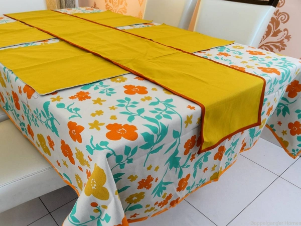 Doppelganger Homes Cotton Dining Table Cover, Runner & Placemat set (8PCS)-50