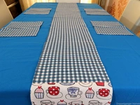 Doppelganger Homes Cotton Dining Table Cover, Runner & Placemat set (8PCS)-49