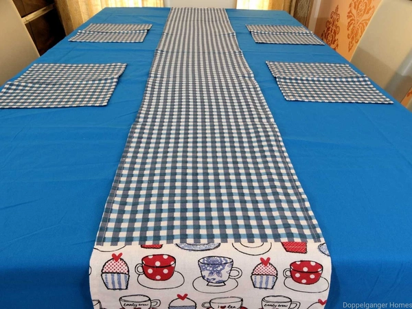 Doppelganger Homes Cotton Dining Table Cover, Runner & Placemat set (8PCS)-49