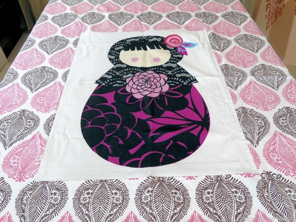 Doppelganger Homes 6 Seater Designer Japanese Doll Cotton Dining Table Cover-7