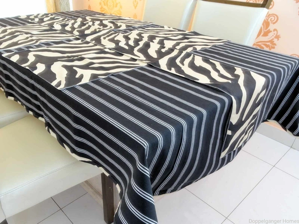 Doppelganger Homes Cotton Dining Table Cover, Runner & Placemat set (8PCS)-43