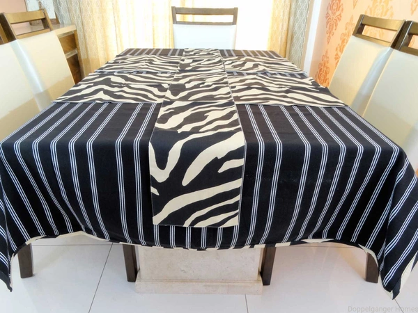 Doppelganger Homes Cotton Dining Table Cover, Runner & Placemat set (8PCS)-43