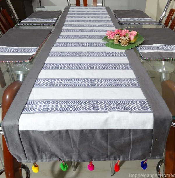 Doppelganger Homes Table Runner with Multi-color Pompom (7PCS)