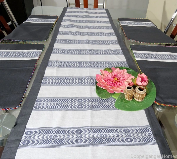 Doppelganger Homes Table Runner with Multi-color Pompom (7PCS)