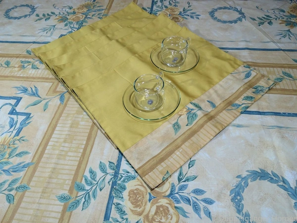 Doppelganger Homes Golden Yellow Floral Table Cover (Cream Lace)