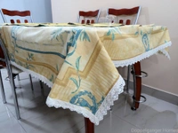 Doppelganger Homes Golden Yellow Floral Table Cover (Cream Lace)