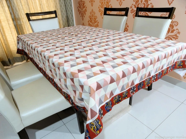 Doppelganger Homes Kalamkari Cotton Dining Table Cover 6 Seater Designer