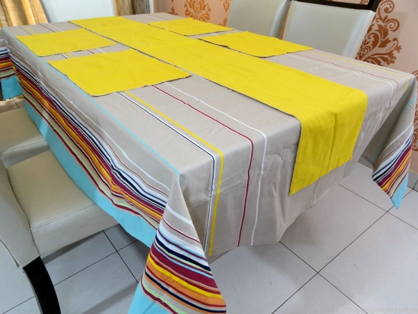 Doppelganger Homes Cotton Dining Table Cover, Runner & Placemat set (8PCS)-41