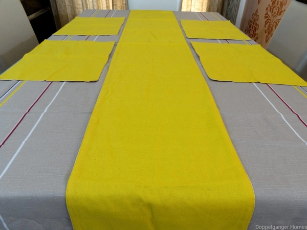 Doppelganger Homes Cotton Dining Table Cover, Runner & Placemat set (8PCS)-41