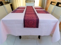 Doppelganger Homes Cotton Dining Table Cover, Runner & Placemat set (8PCS)-45