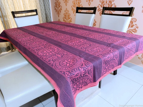 Doppelganger Homes 6 Seater Designer Floral Cotton Dining Table Cover-12