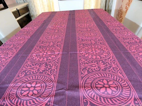 Doppelganger Homes 6 Seater Designer Floral Cotton Dining Table Cover-12