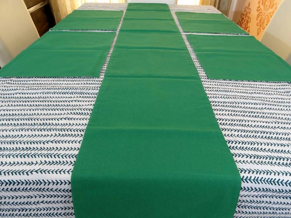 Doppelganger Homes Cotton Dining Table Cover, Runner & Placemat set (8PCS)-48