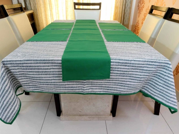 Doppelganger Homes Cotton Dining Table Cover, Runner & Placemat set (8PCS)-48