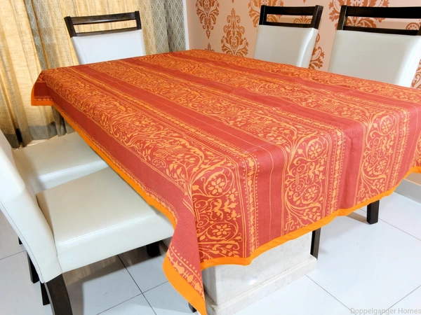 Doppelganger Homes 6 Seater Designer Floral Cotton Dining Table Cover-11