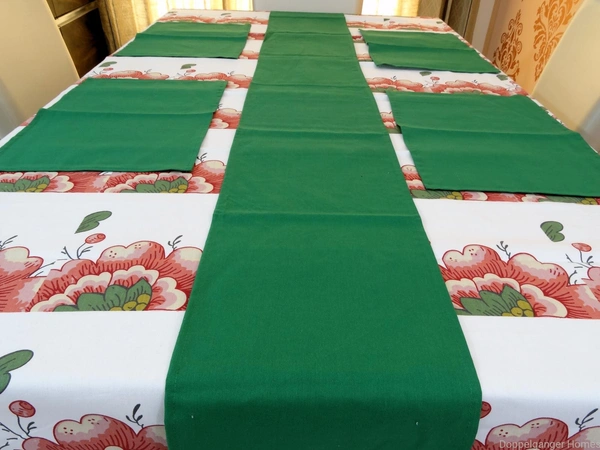 Doppelganger Homes Cotton Dining Table Cover, Runner & Placemat set (8PCS)-36