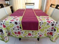 Doppelganger Homes Cotton Dining Table Cover, Runner & Placemat set (8PCS)-42