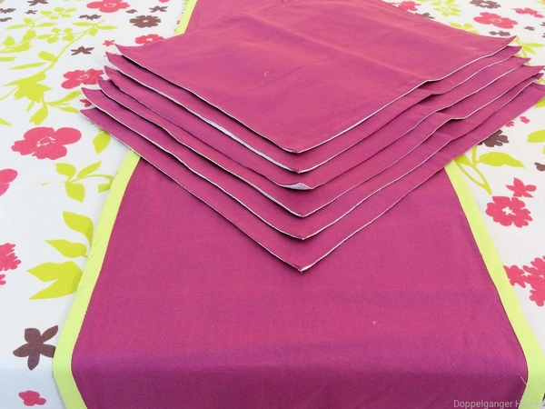 Doppelganger Homes Cotton Dining Table Cover, Runner & Placemat set (8PCS)-42