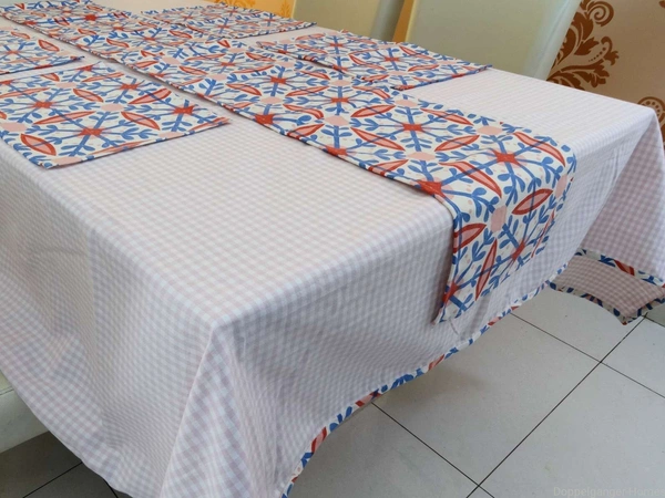 Doppelganger Homes Cotton Dining Table Cover, Runner & Placemat set (8PCS)